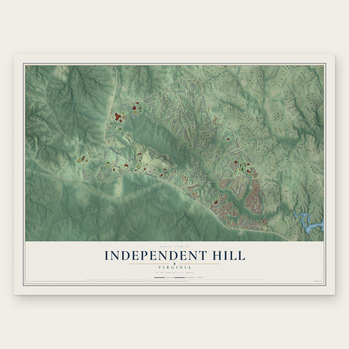 Independent Hill, Virginia map print, the full design