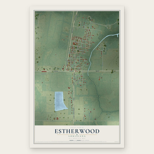 Estherwood, Louisiana map print, the full design