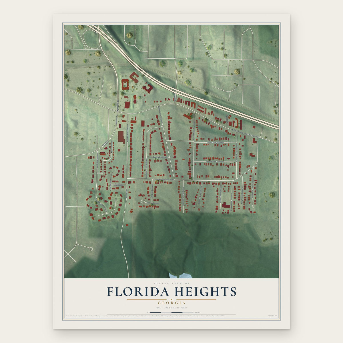 Florida Heights, Georgia map print, the full design