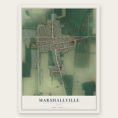 Marshallville, Ohio map print, the full design