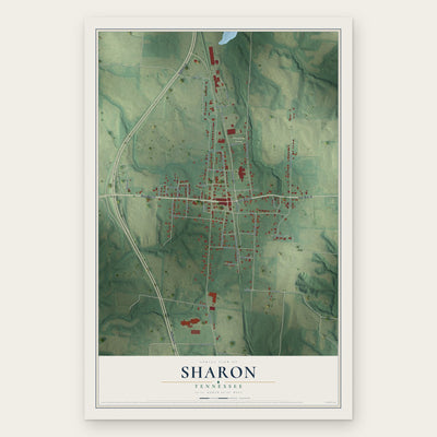 Sharon, Tennessee map print, the full design