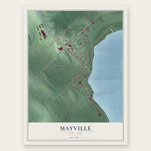 Mayville, New York map print, the full design