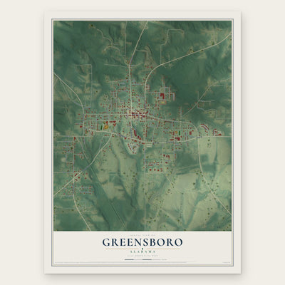 Greensboro, Alabama map print, the full design