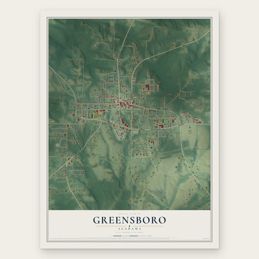 Greensboro, Alabama map print, the full design