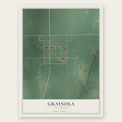 Grainola, Oklahoma map print, the full design