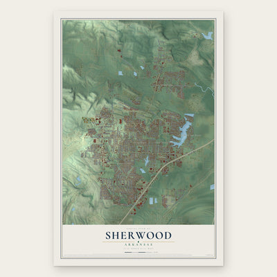Sherwood, Arkansas map print, the full design