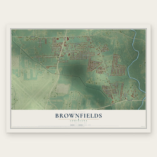 Brownfields, Louisiana map print, the full design