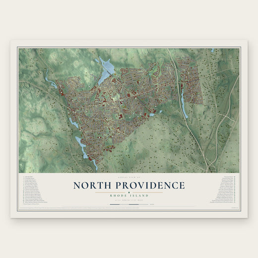 North Providence, Rhode Island map print, the full design