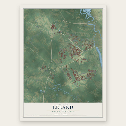 Leland, North Carolina map print, the full design