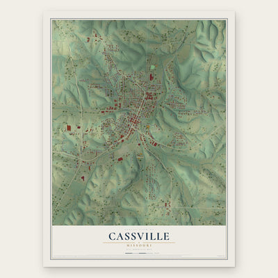 Cassville, Missouri map print, the full design