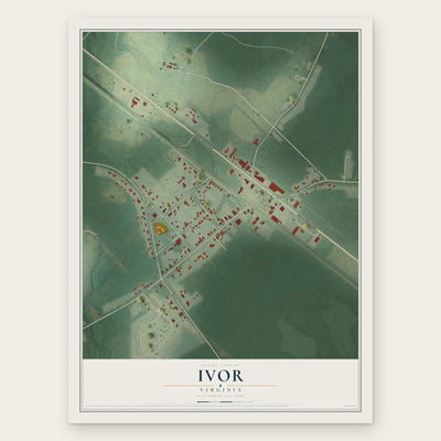 Ivor, Virginia map print, the full design