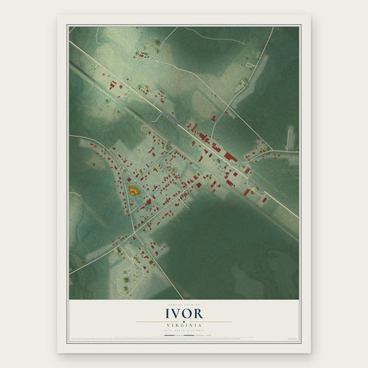 Ivor, Virginia map print, the full design