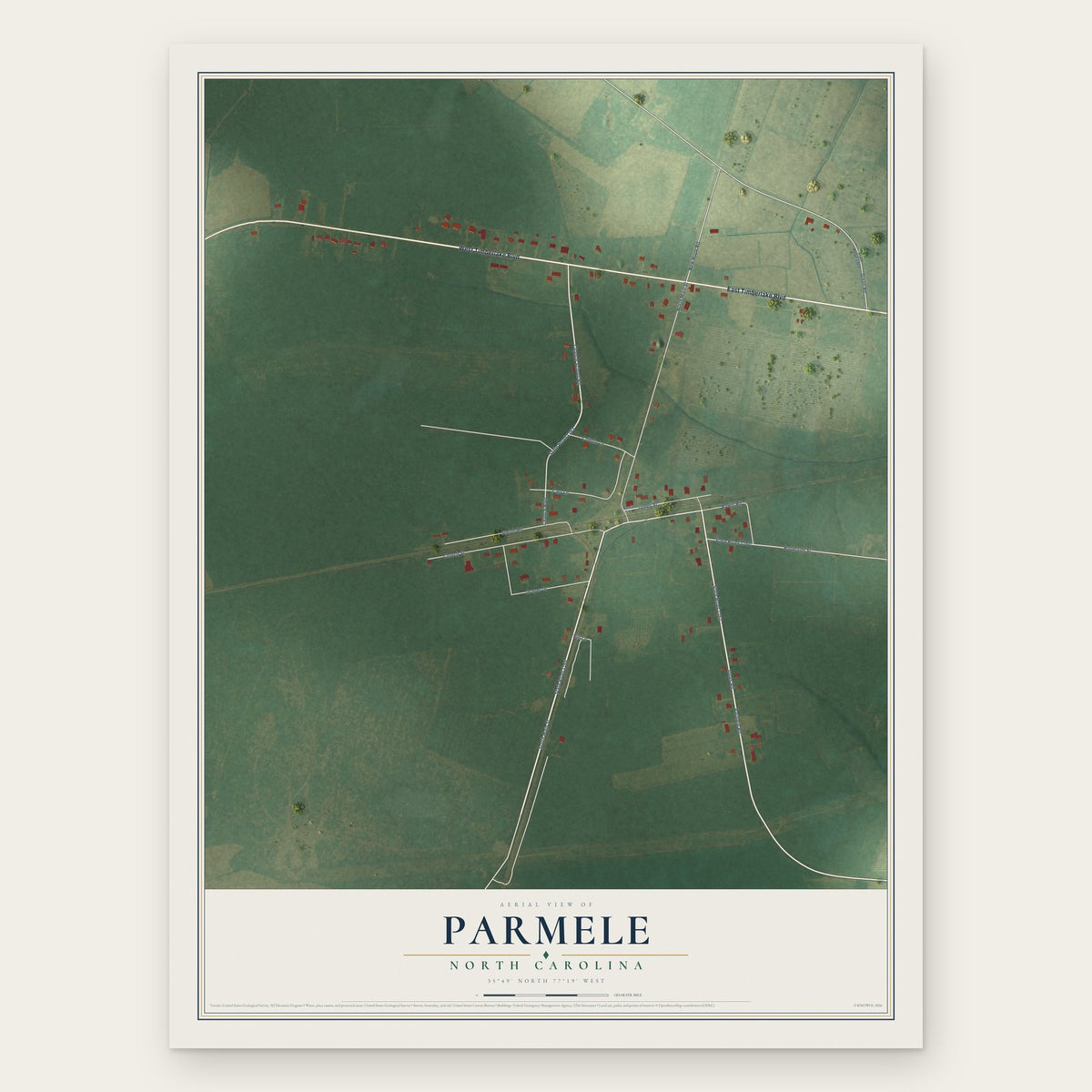 Parmele, North Carolina map print, the full design