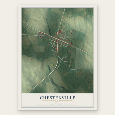 Chesterville, Ohio map print, the full design