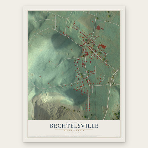 Bechtelsville, Pennsylvania map print, the full design