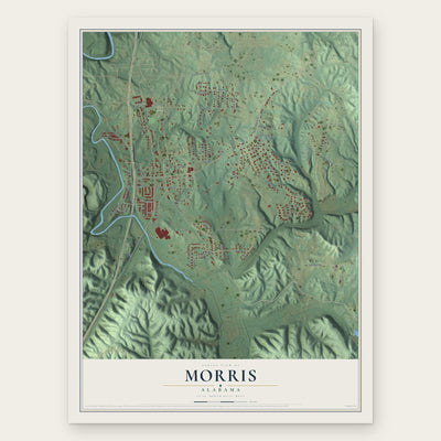 Morris, Alabama map print, the full design