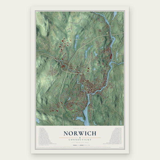 Norwich, Connecticut map print, the full design