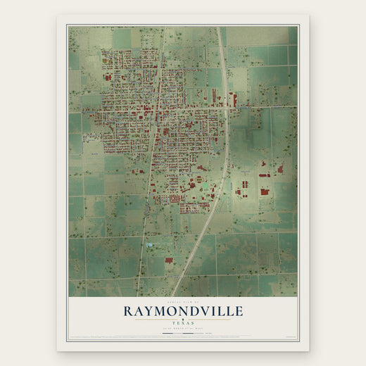 Raymondville, Texas map print, the full design