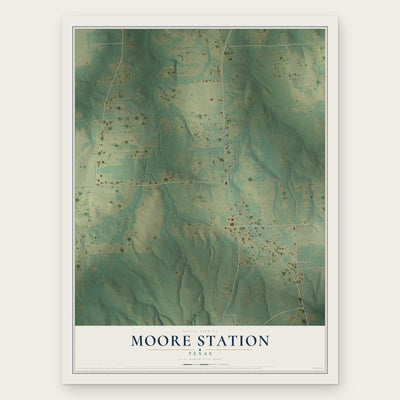 Moore Station, Texas map print, the full design