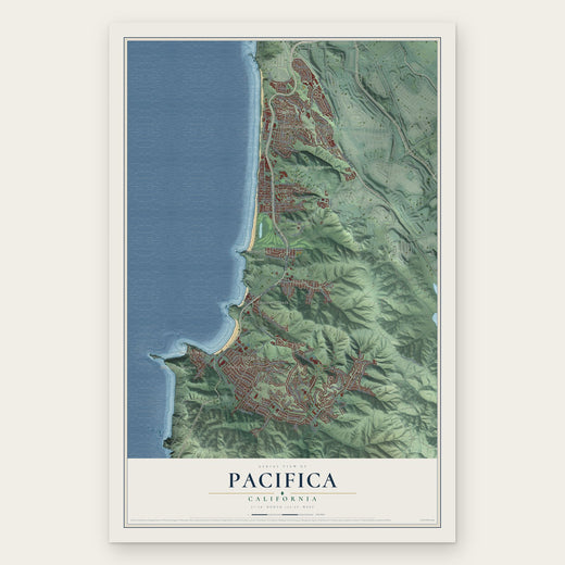 Pacifica, California map print, the full design