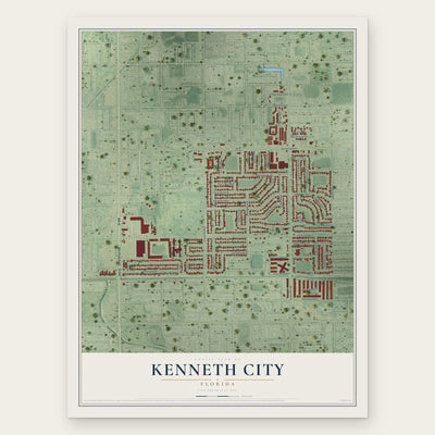 Kenneth City, Florida map print, the full design
