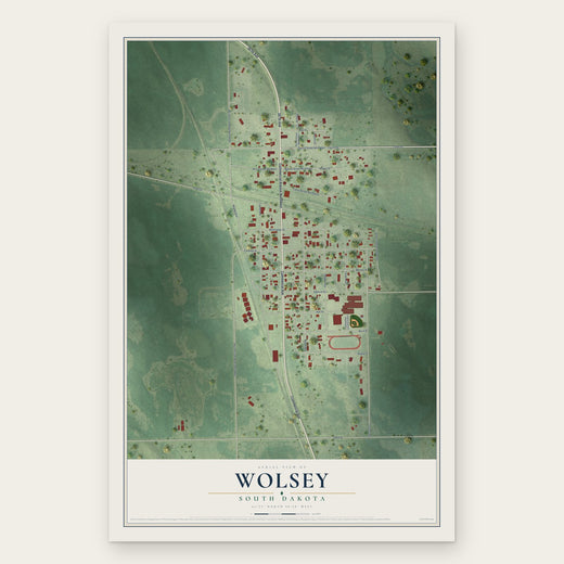 Wolsey, South Dakota map print, the full design