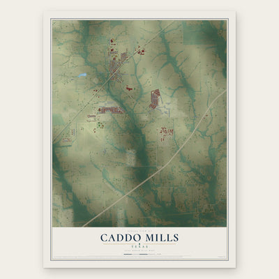 Caddo Mills, Texas map print, the full design
