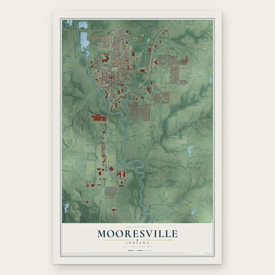Mooresville, Indiana map print, the full design
