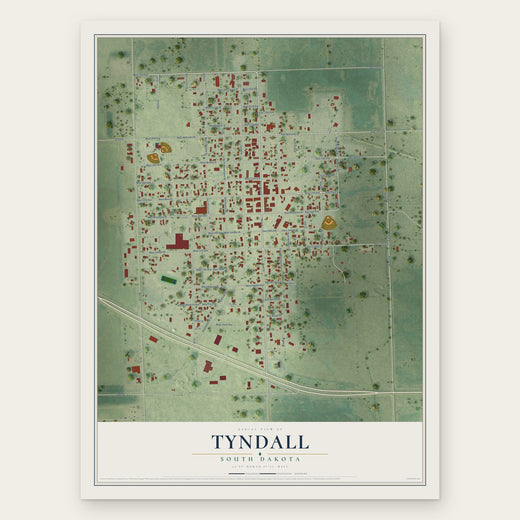 Tyndall, South Dakota map print, the full design