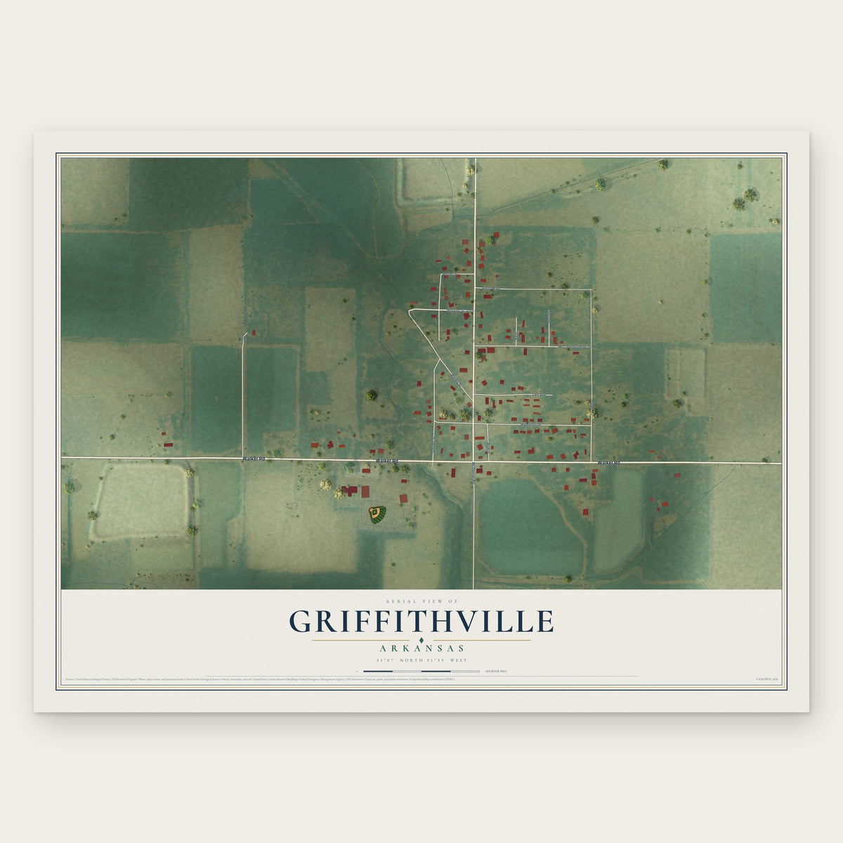 Griffithville, Arkansas map print, the full design