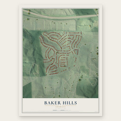 Baker Hills, Georgia map print, the full design