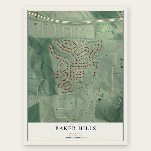Baker Hills, Georgia map print, the full design