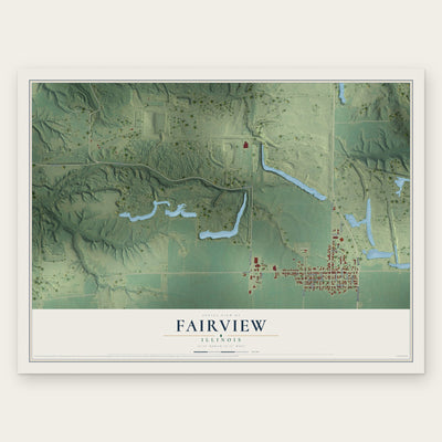 Fairview, Illinois map print, the full design
