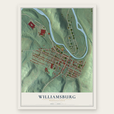 Williamsburg, Pennsylvania map print, the full design