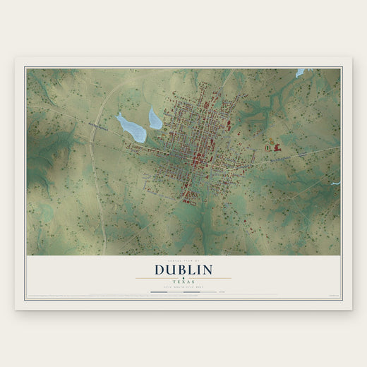Dublin, Texas map print, the full design