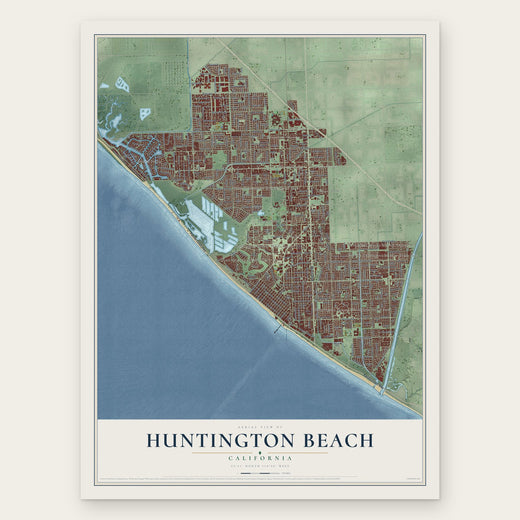 Huntington Beach, California map print, the full design