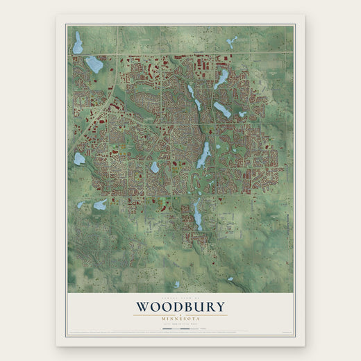 Woodbury, Minnesota map print, the full design