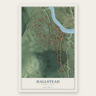 Hallstead, Pennsylvania map print, the full design