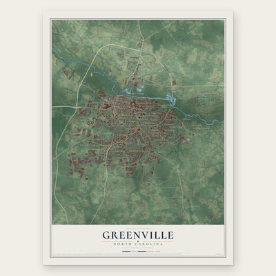 Greenville, North Carolina map print, the full design