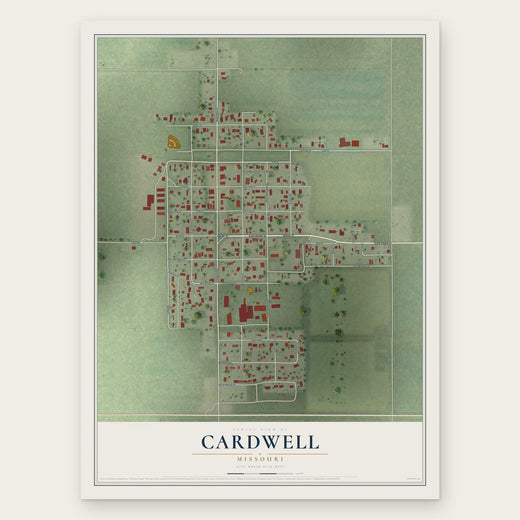 Cardwell, Missouri map print, the full design