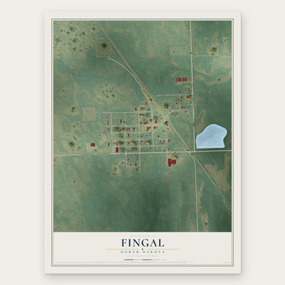 Fingal, North Dakota map print, the full design