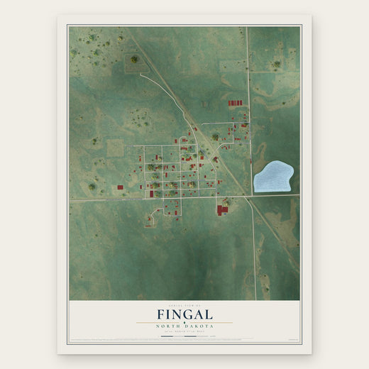 Fingal, North Dakota map print, the full design