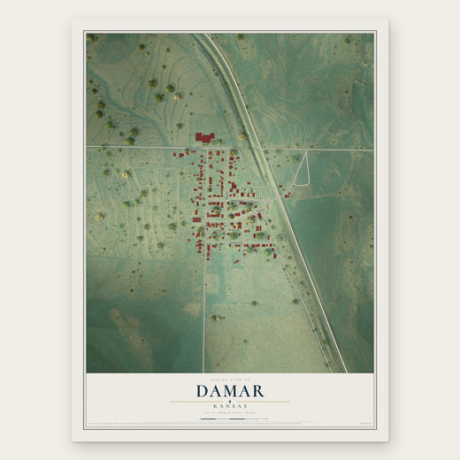 Damar, Kansas map print, the full design