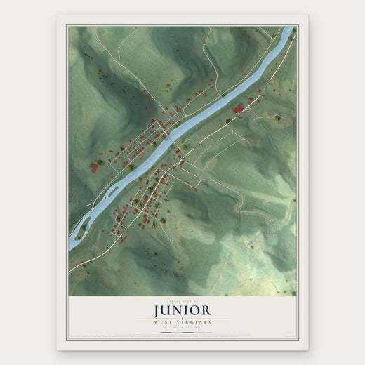 Junior, West Virginia map print, the full design
