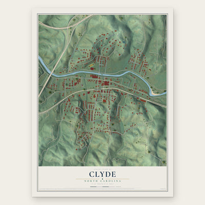 Clyde, North Carolina map print, the full design