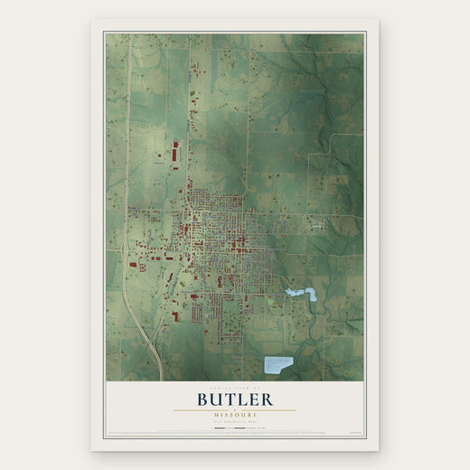 Butler, Missouri map print, the full design