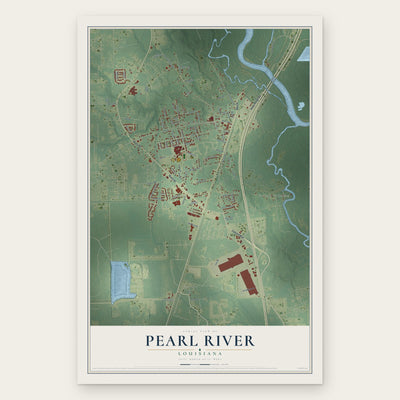 Pearl River, Louisiana map print, the full design