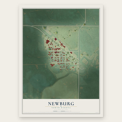 Newburg, North Dakota map print, the full design