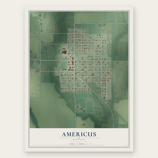 Americus, Kansas map print, the full design