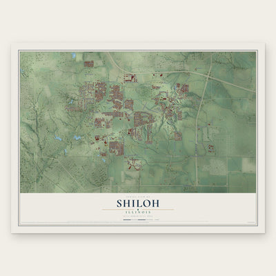 Shiloh, Illinois map print, the full design